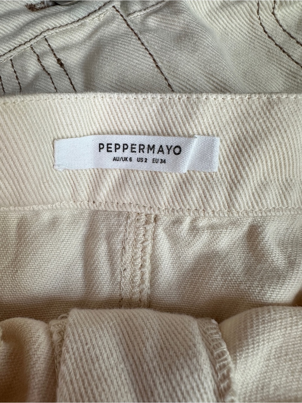 Peppermayo Off-White Denim Bandeau Top & Mini Skirt Matching Set US 2 AU 6 - Picture 8 of 8